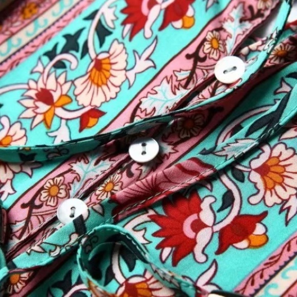 SOLD OUT Teal Floral Tiered Bohemian Maxi Dress - Picture 6 of 9